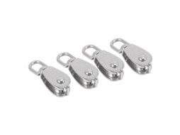 Conjunto De 4 Polias Simples M15 Em Aço Inoxidável, Pequenas Polias Para Cordas E Cabos, Com Giro, Na Cor Prata(fmy)