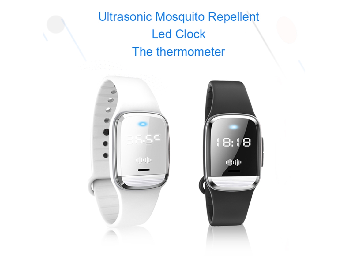 Rebe-pulseira Repelente De Mosquitos M20 3 Em 1 Com Relógio Led E Termômetro