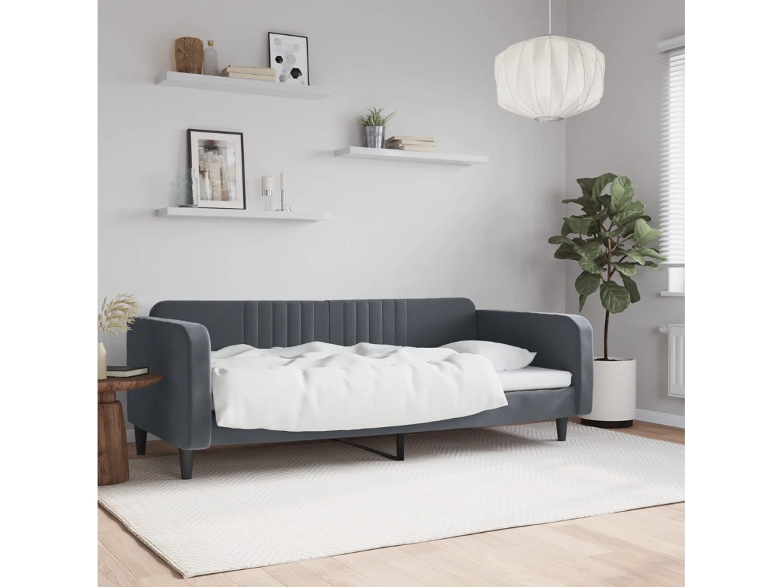 Vidaxl Sofá-cama 100x200 Cm Veludo Cinzento-escuro