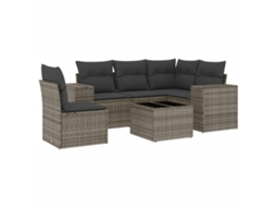 Conjunto de 6 Sofás de Jardim com Almofadões Vime Cinzento MAISON EXCLUSIVE (80x200 cm)