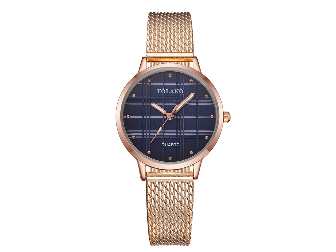 Relógio Feminino Yolako de Quartzo com Pulseira de Plástico Rose Gold Dark Blue