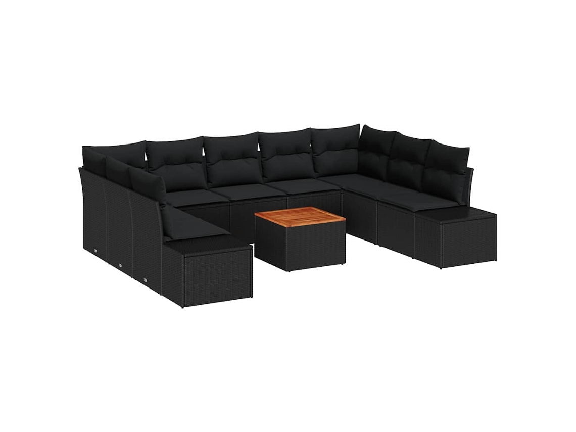 Maison Exclusive - Conjunto De Sofá De Jardim Com Armazenamento 10 Pcs Preto