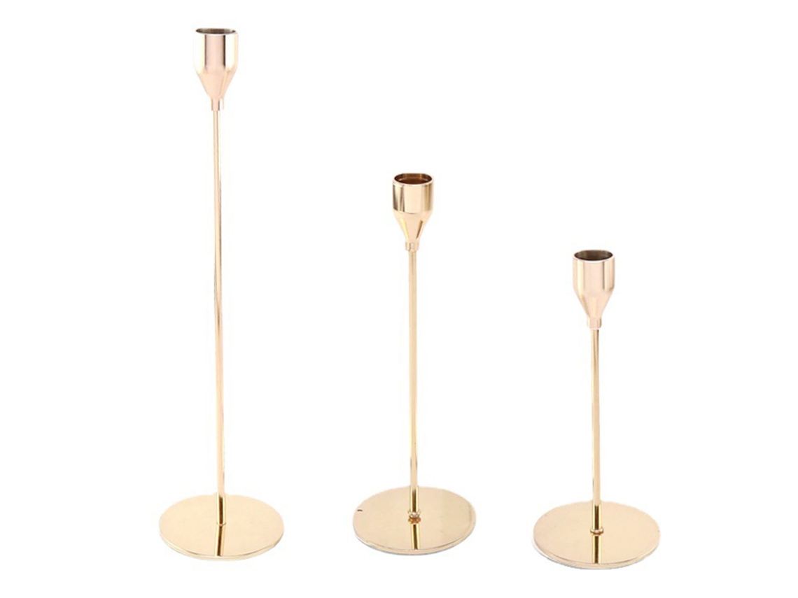 Conjunto de 3 Porta velas de Metal para Velas Taper Decorativo para Casamento Jantar Festa MARCA