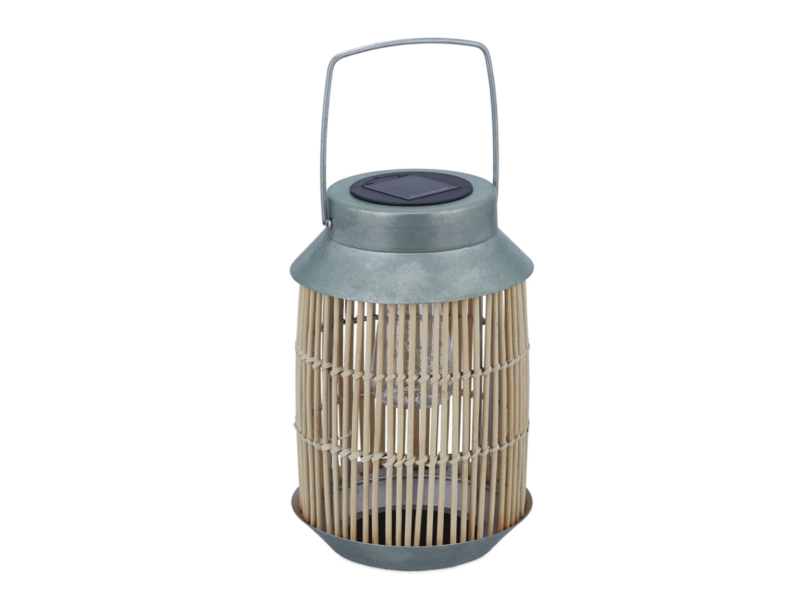 Lanterna Solar De Metal E Rattan Para Jardim Com Led