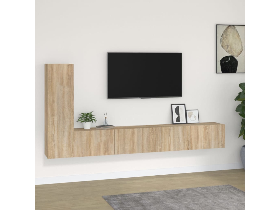Vidaxl Conjunto Móveis De Tv 3 Pcs Madeira Processada Carvalho Sonoma