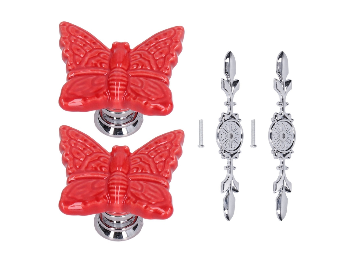 Manoplas de Gaveta Borboleta Vermelha 1077d