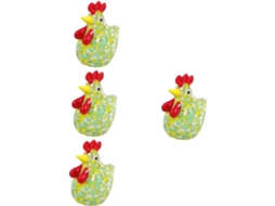 Conjunto 4 Miniaturas Galinhas Vidro Decoração Artesanal Presente Charmoso Ambientes Internos Ornamento GOKOCO