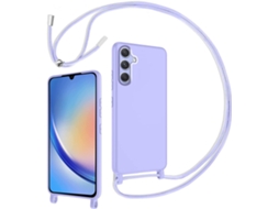 Correia Colar para Samsung Galaxy A34 5G HONGWE. Silicone Anti-Choque Roxo