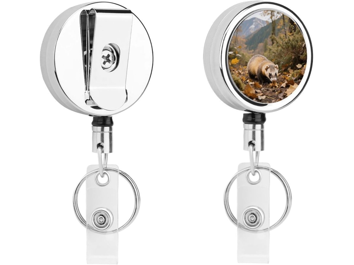 Porta Crachá Retrátil Ferret Badger, Moderno E Resistente, Em Metal, Com Clipe Crachá E Cordão De Nylon De 68cm