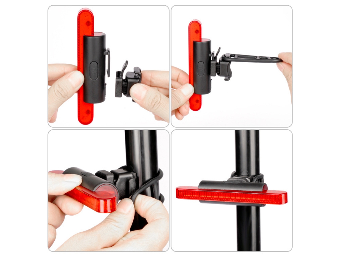 Luz Mali Traseira de Bicicleta, Recarregável USB, Acessório de Segurança