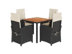 Conjunto de 5 Jantar para Jardim com Almofadões Vime Pe Preto MAISON EXCLUSIVE