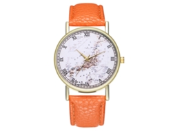 Reloj De Pulsera Analógico Cuarzo Para Hombre Y Mujer Con Correa De Cuero Naranja T298-a
