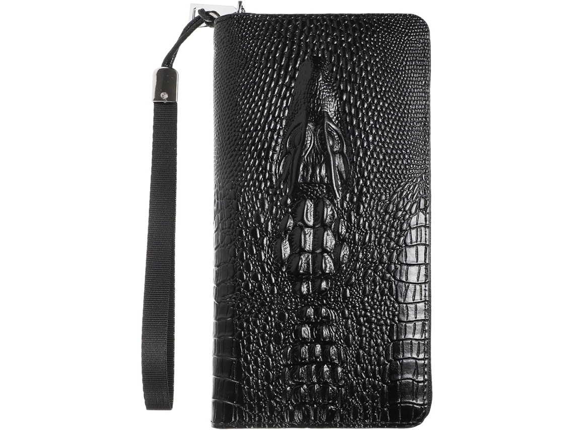 Carteira Masculina Longa Em Couro Pu Com Estampa De Réptil, Grande Capacidade, Multifuncional Para Cartões E