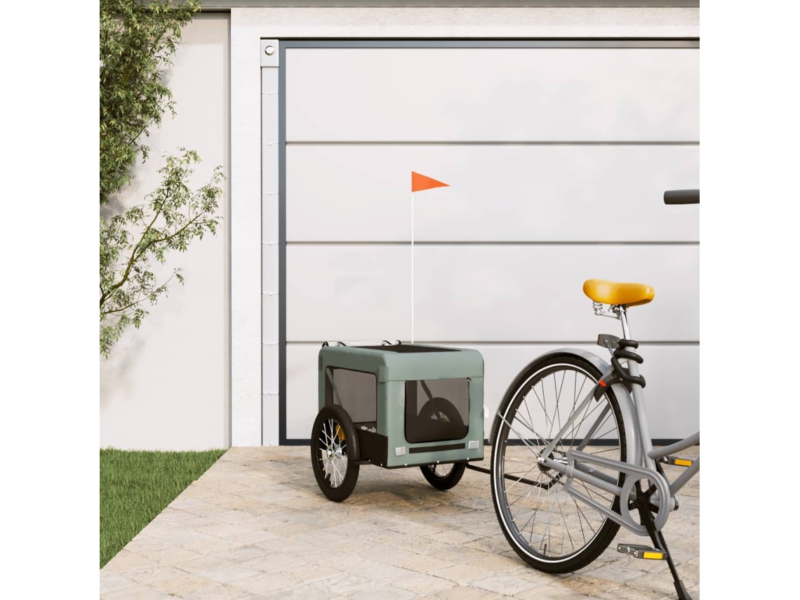 Vidaxl Reboque De Bicicleta P/ Animais Tecido Oxford/ferro Cinza/preto