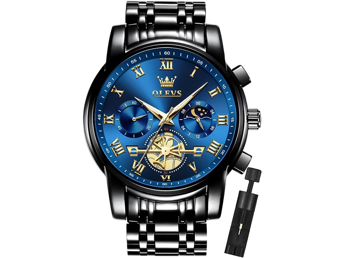 Lurelia Relógio Cronógrafo Masculino, Movimento De Quartzo, Analógico, Data/calendário, Luminoso, Aço Inoxidável, Resistente À Água