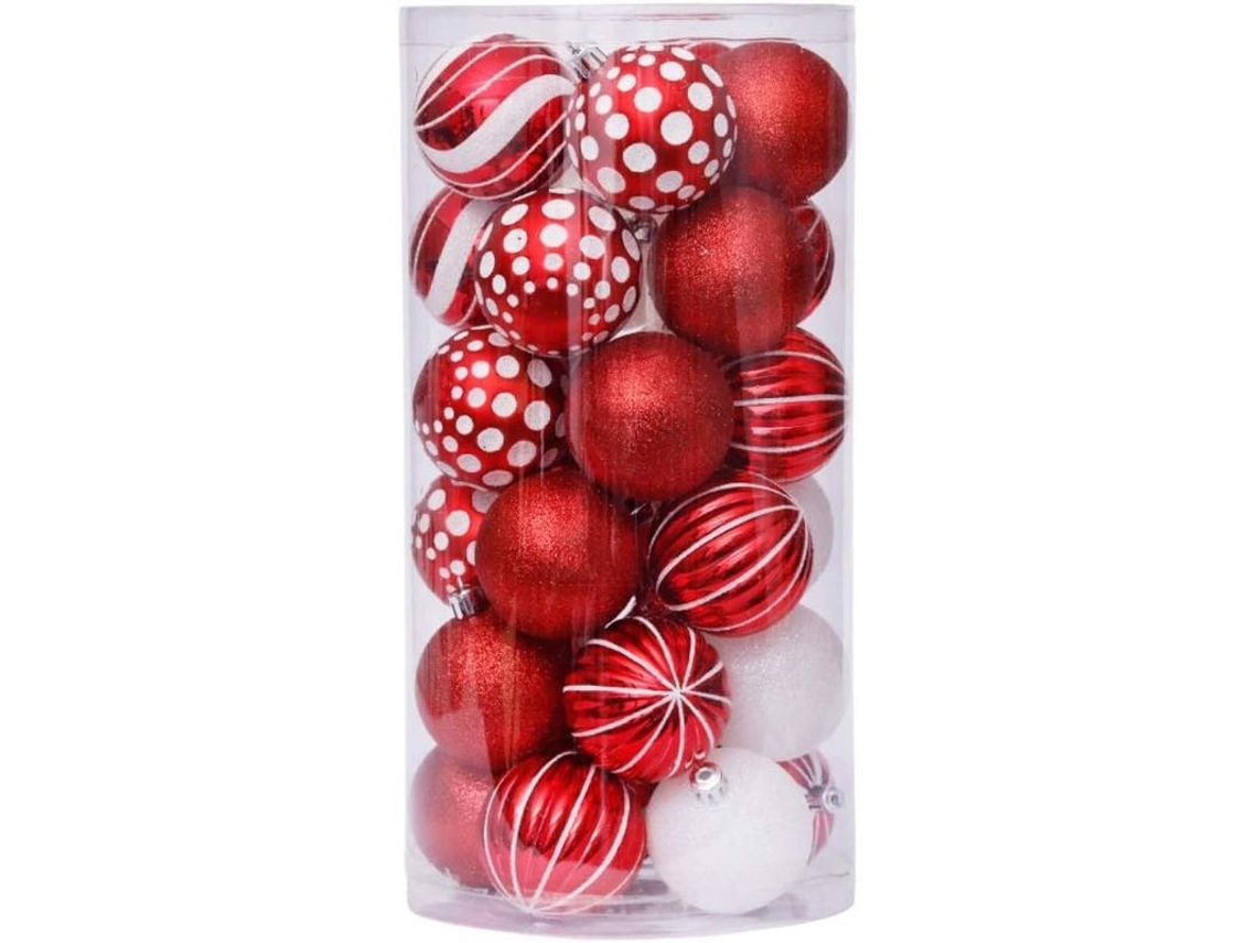 30 Peças/conjunto Bola Natal Inquebrável Pintada para Árvore Natal S/MARCA