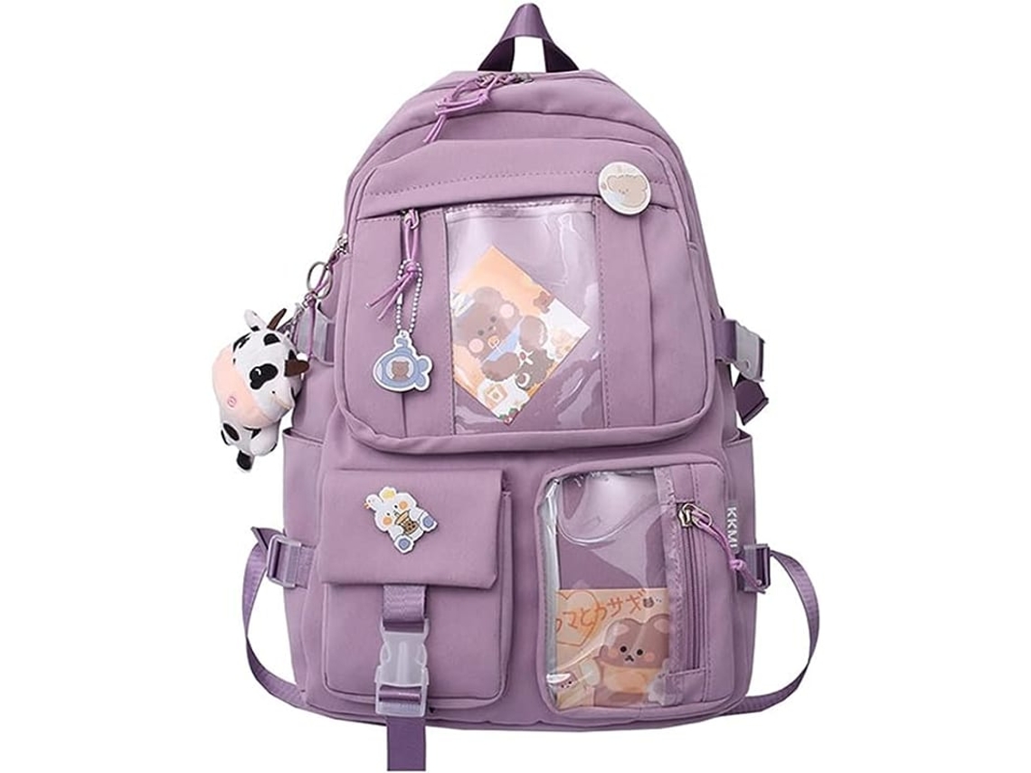 Mochila Kawaii Com Pingentes, Grande Capacidade Ursinho Fofo Para Escola Adolescentes Meninas Mochilas Estudantes