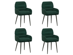 Conjunto 4 Cadeira De Jantar Vidaxl Verde Veludo (59 X 59,5 X 90 Cm)