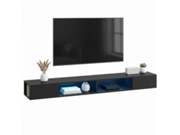 Móvel Tv Suspenso 180 Cm C/ Led Rgb E Estantes Abertas, 177,8x30x18 Cm, Preto