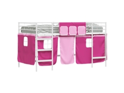 Estrutura de Cama Loft para Crianças com Cortinas Branco e Rosa MAISON EXCLUSIVE