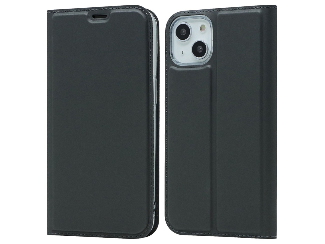 Capa Para Iphone 14 Plus Pele Sintética Magnética Com Porta-cartões Preto
