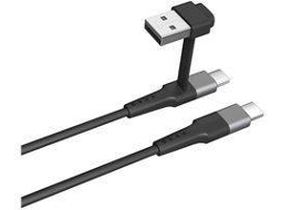 Cabo MUVIT USB-C + USB-A a USB-C (3A - 15W - 1,2M - Preto)
