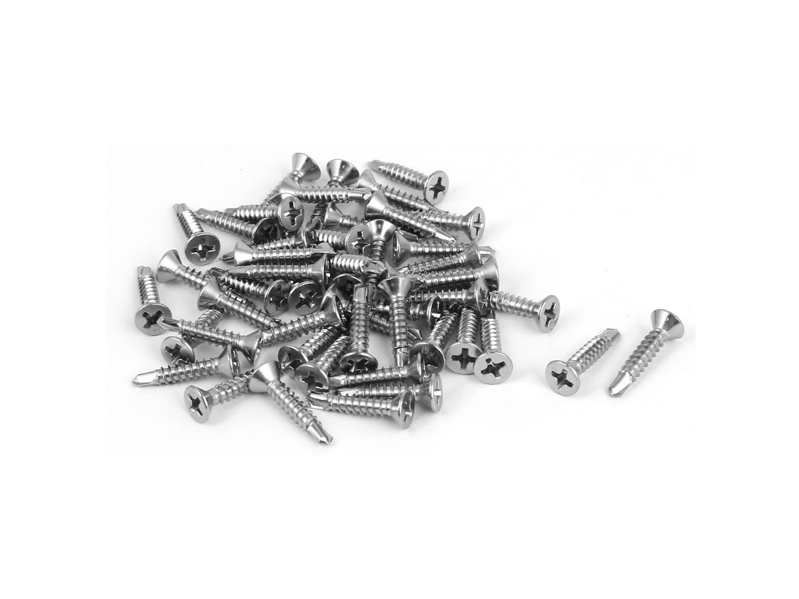 Parafusos Autoperfurantes de Cabeça Escareada M3,5x19mm 6 20 410 em Aço Inoxidável, 50 Peças CHABERLU