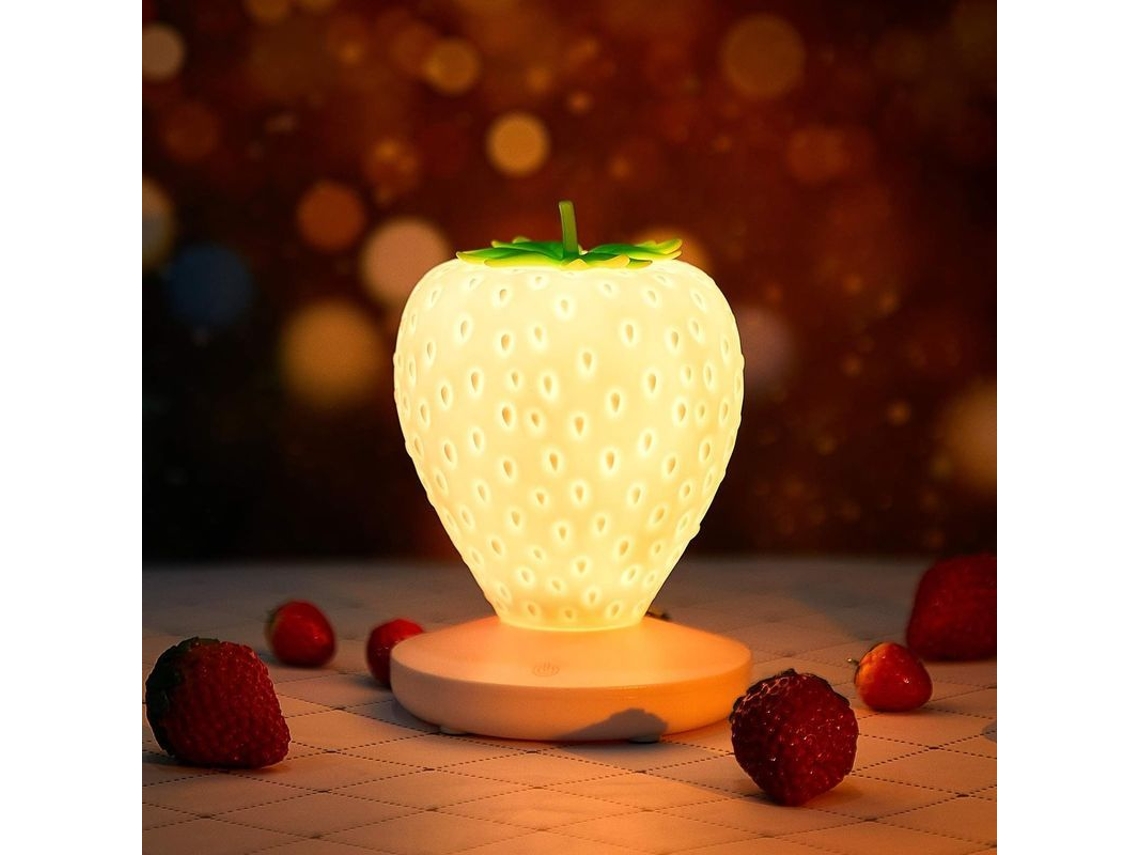 Luz De Noche Fresa, Lámpara Silicona Led Bonita Para Niños, 3 Modos Táctiles, Regalo De Cumpleaños