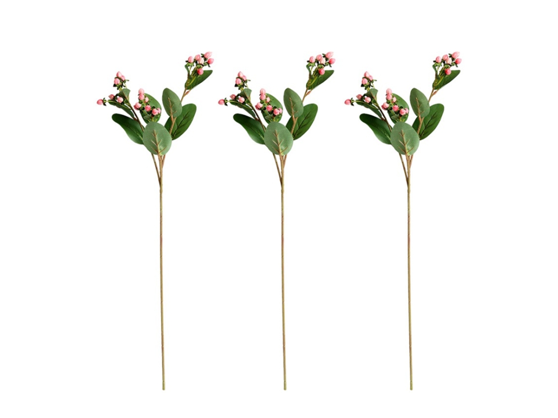 Arranjo De Flores Artificiais Laxiscreed 55cm Pink Com Ramos De Hera E Frutos Para Decoração