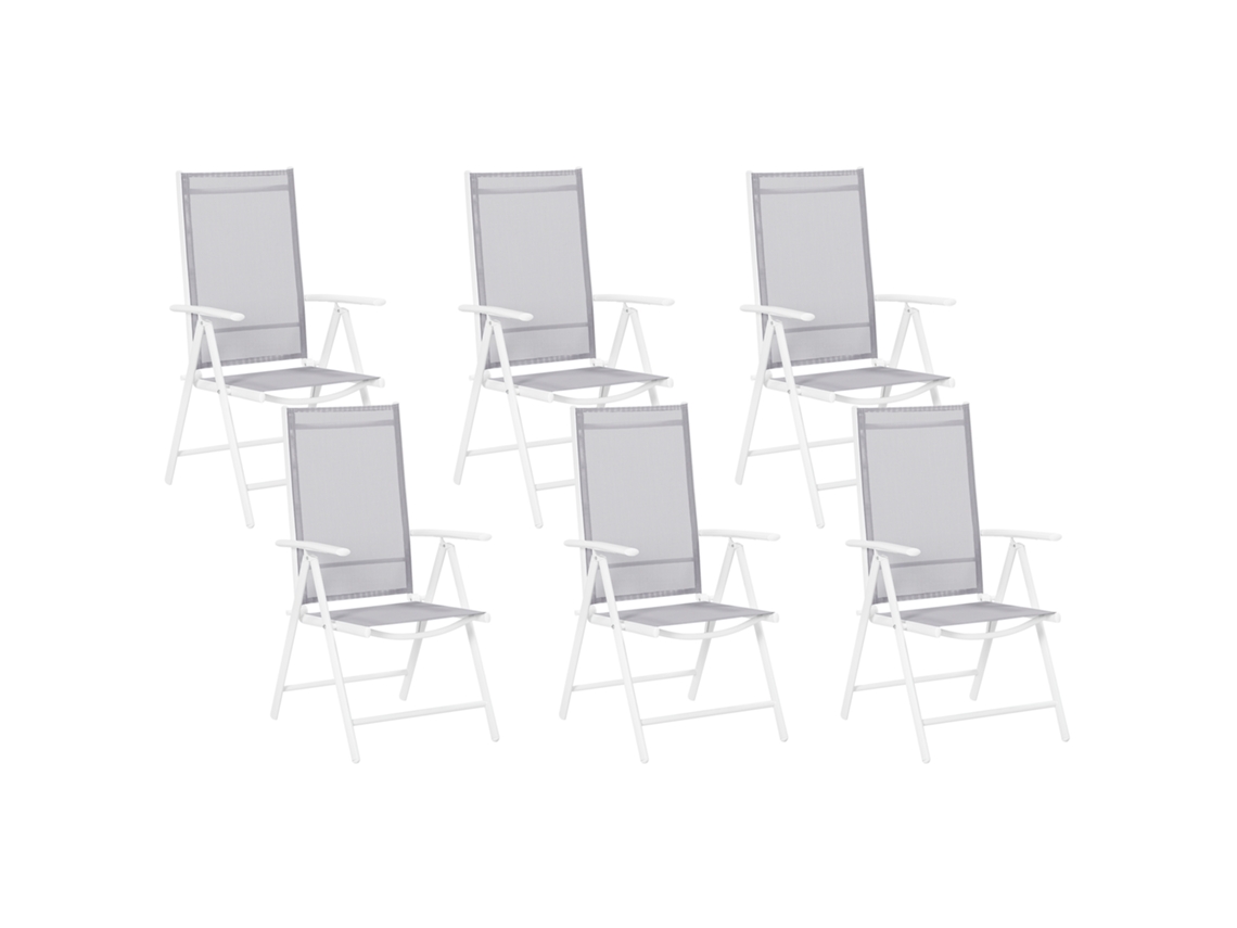 Conjunto De 6 Cadeiras De Jardim Beliani Catania De Alumínio Cinzento 54x65x103