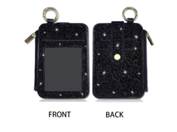 Porta cartões glitter, preto