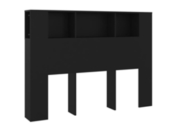 Cabeceira de cama com guarda-roupa, 140x18,5x104,5 cm, preta, exclusiva da MAISON.