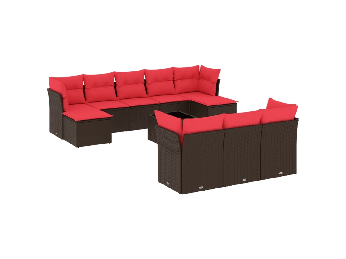 Conjunto de Sofá de Jardim, 11 Peças, Almofadas, Rattan Preto MAISON EXCLUSIVE