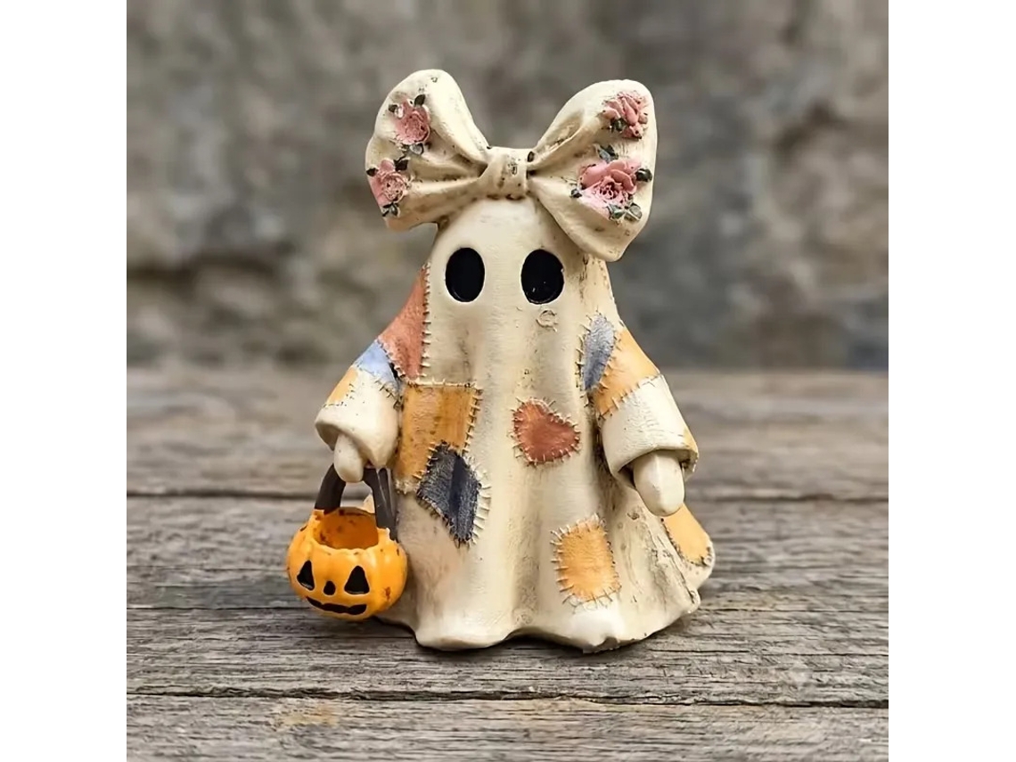 Fantasma decorativo de mesa em resina com laço