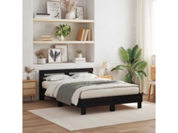 Vidaxl Estrutura Da Cama Com Fitas Led Carvalho Preto 150 X 200 Cm