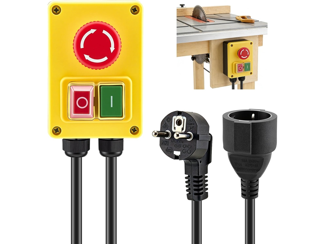 230v Single Phase Switch, Safety Switch With Big Red Button, Zero Voltage Switch With Plug, Machine Switch To Quickly Turn Off Mil