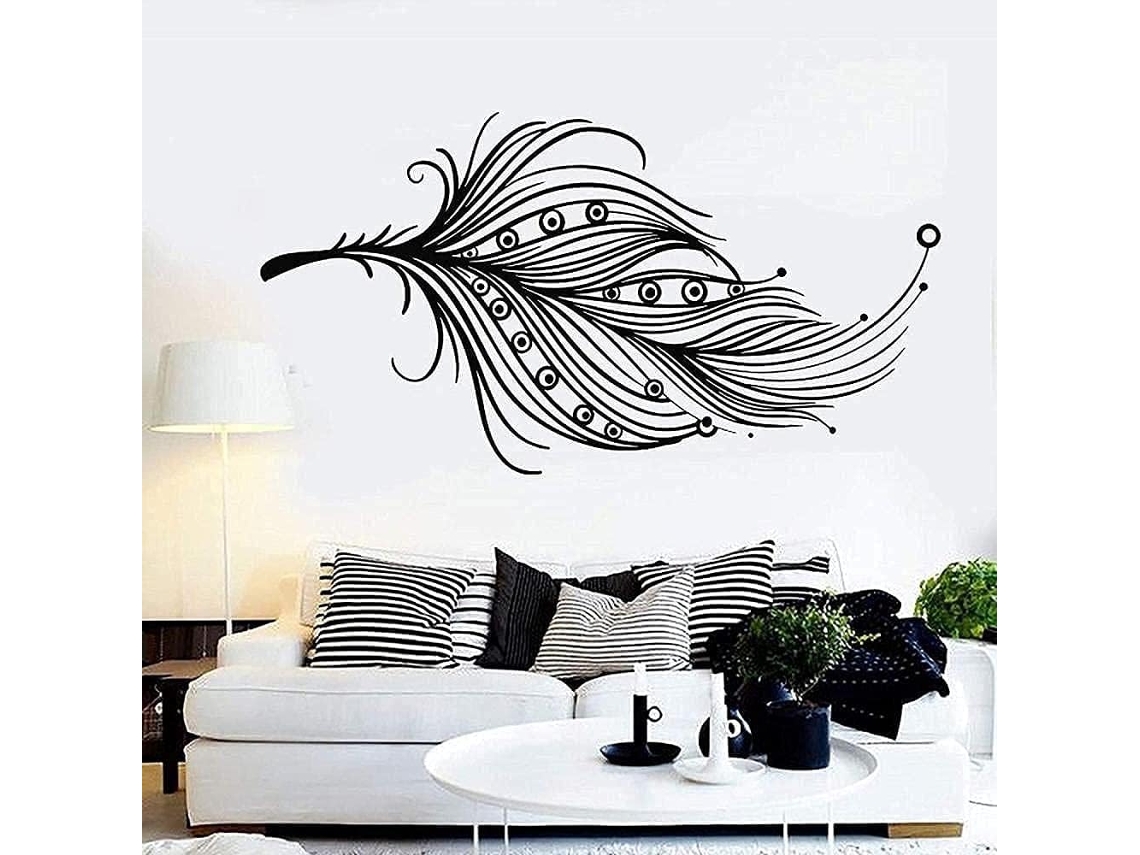 Lindos adesivos de parede em vinil com estampa étnica de penas para casa, sala de estar, quarto, decoração art déco, à prova d'água, 77x41cm