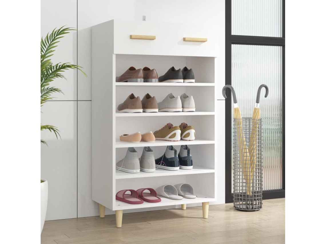 Vidaxl Sapateira 60x35x105 Cm Derivados De Madeira Branco