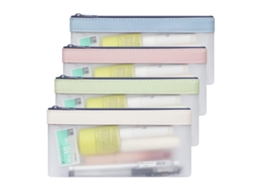 Estojo para Lápis com Zíper, Multifuncional e Transparente, com 4 Peças, Ideal para Material de Escritório e Cosméticos BRILVIBERA