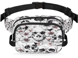 Pochete com Estampa Floral e de Caveira para Mulheres 22 8 X 6 3 X 15 5 Cm Estampa Flo Impermeável