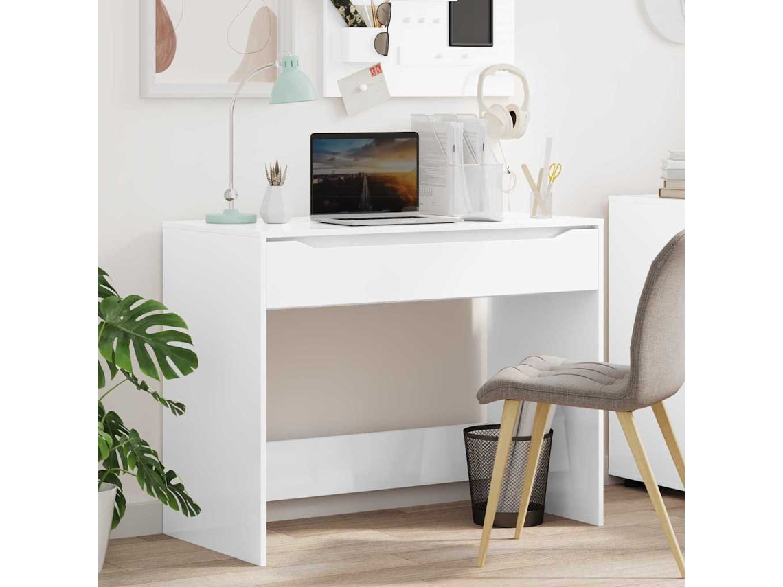 Vidaxl Mesa Branco Alto Brilho 100 X 50 X 78 Cm Madeira Engenheirada