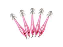 5pcs Iscas De Lula Plástica Com 2 Anzóis 9.5cm Rosa