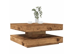 Vidaxl Mesa De Centro Rotativa A 360 Graus 70x70x34,5 Cm Madeira Velha