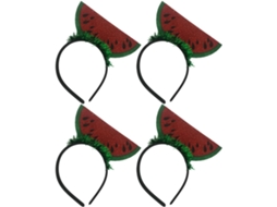 Conjunto de 4 faixas de cabelo de feltro vermelho com estampa Melancia, acessórios decorativos para cabelo.