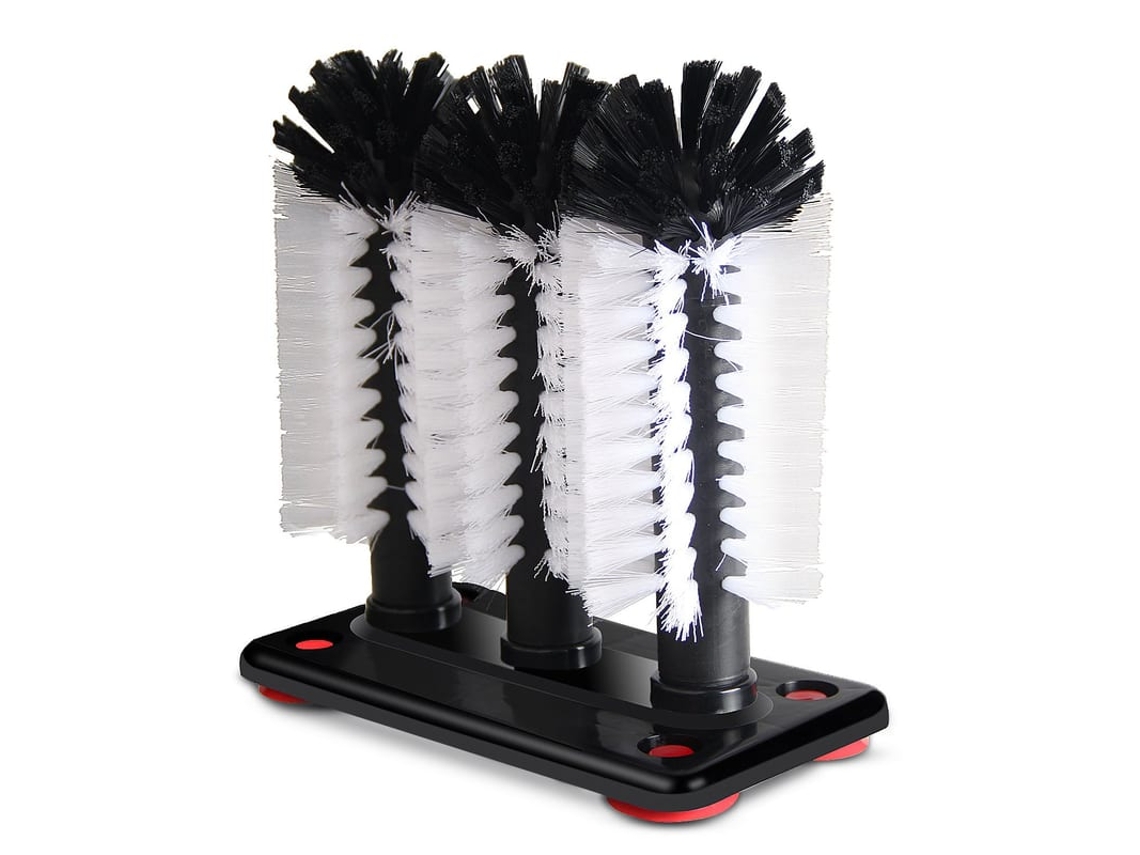 Cepillo De Copas Removível De Três Cabeças Para Lavar Vasos Com Base De Sucção Resistente