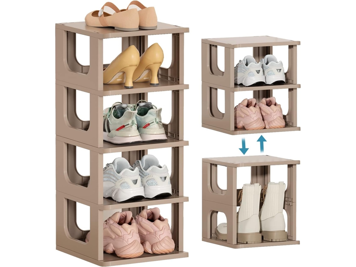 Organizador Compacto De Sapatos, Sapateira Empilhável Para Armário E Quarto, Design Modular Que Economiza Espaço Para Entrada E Dormitório, Prateleira