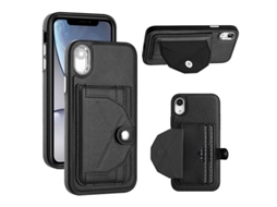 Capa Mobile Phone Cases Shockproof With Card para iPhone XR Pele Castanho