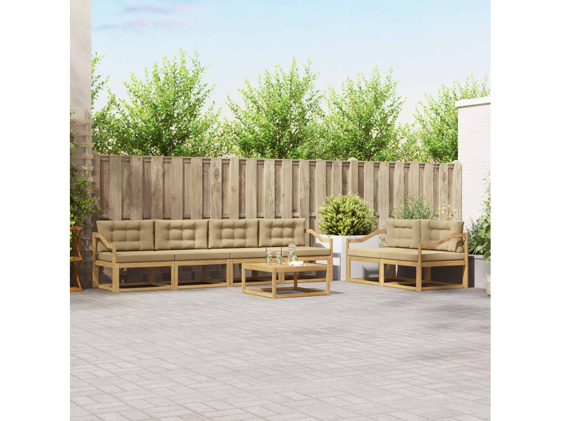 Vidaxl Conjunto De Sofás Para Exterior 6 Unid. Branco E Bege