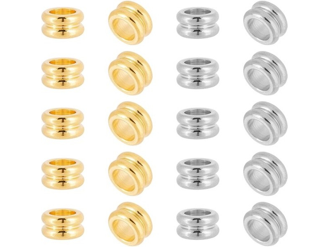Kralen 60 Unidades - Aço Inoxidável/ouro - 8 Mm De Diâmetro - Grande Hóque 5 Mm - Espaçador De Kralen - Fazer Joias - Caixa Transparente