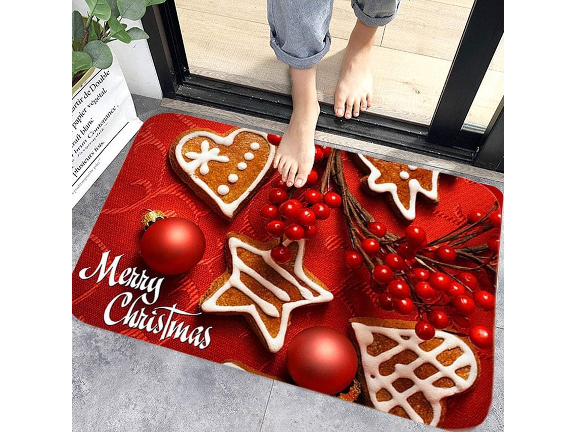 Tapete de Porta Antiderrapante de Natal Tapetes de Natal Padrão para Decoração de Casa e Interior